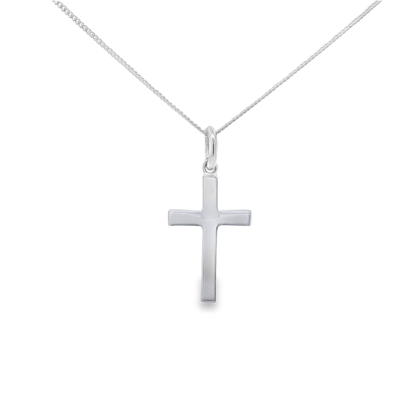 Silver 20x12mm Plain Solid Block Cross Pendant