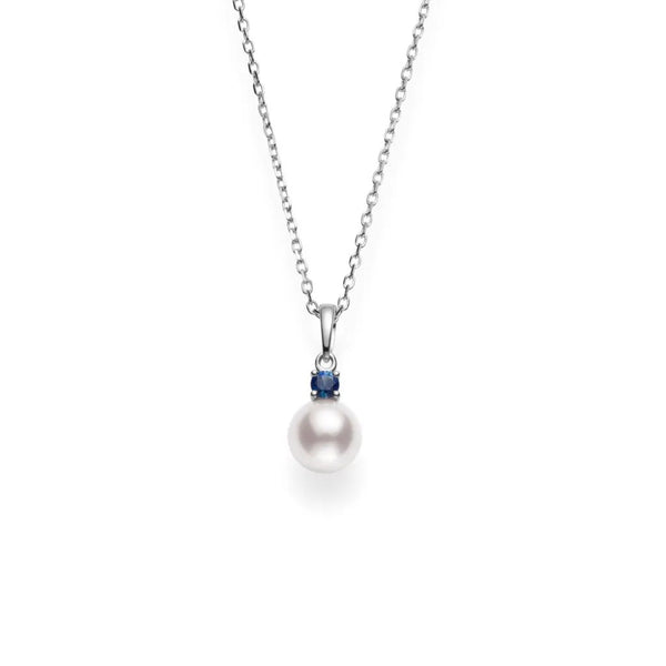 Mikimoto Akoya A+ Pearl & Sapphire, 18ct White Gold Pendant