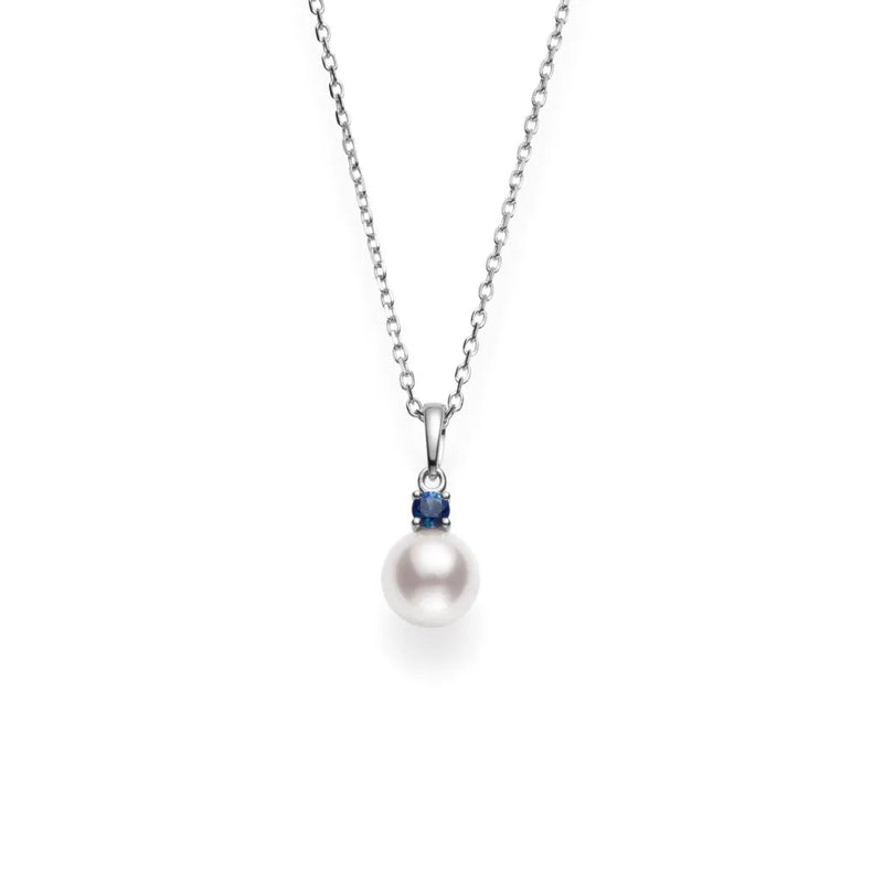 Mikimoto Akoya A+ Pearl & Sapphire, 18ct White Gold Pendant