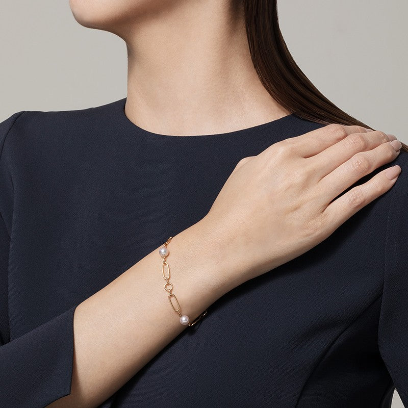 Mikimoto Akoya Cultured 'M Code' 18ct Yellow Gold Bracelet