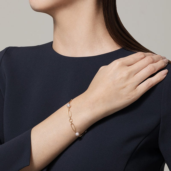 Mikimoto Akoya Cultured 'M Code' 18ct Yellow Gold Bracelet