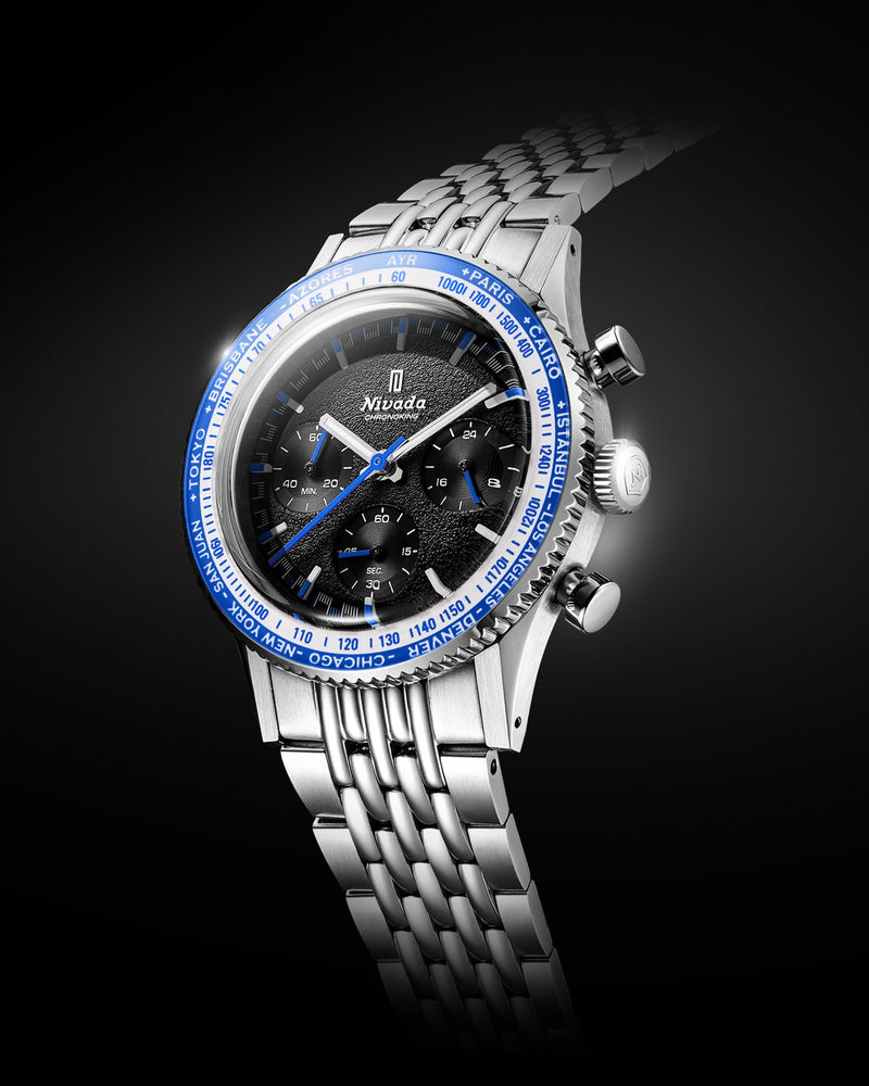 Nivada Grenchen X Wallace Allan Chronoking Mecaquartz 38mm Interchangeable Bezel Limited Edition Watch 87052Q04