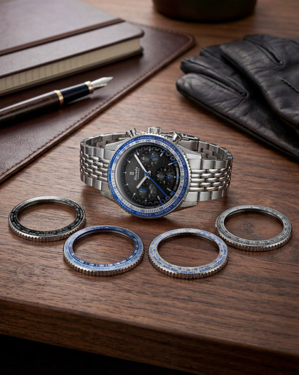 Nivada Grenchen X Wallace Allan Chronoking Mecaquartz 38mm Interchangeable Bezel Limited Edition Watch 87052Q04