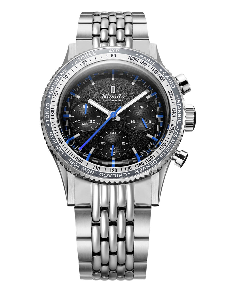 Nivada Grenchen X Wallace Allan Chronoking Mecaquartz 38mm Interchangeable Bezel Limited Edition Watch 87052Q04