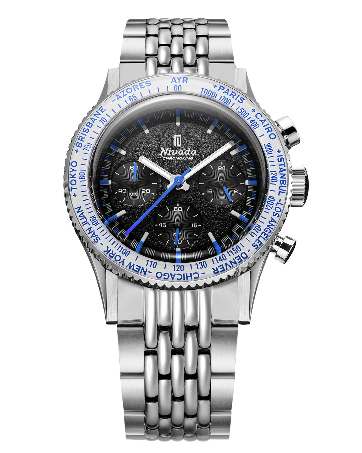 Nivada Grenchen X Wallace Allan Chronoking Mecaquartz 38mm Interchangeable Bezel Limited Edition Watch 87052Q04