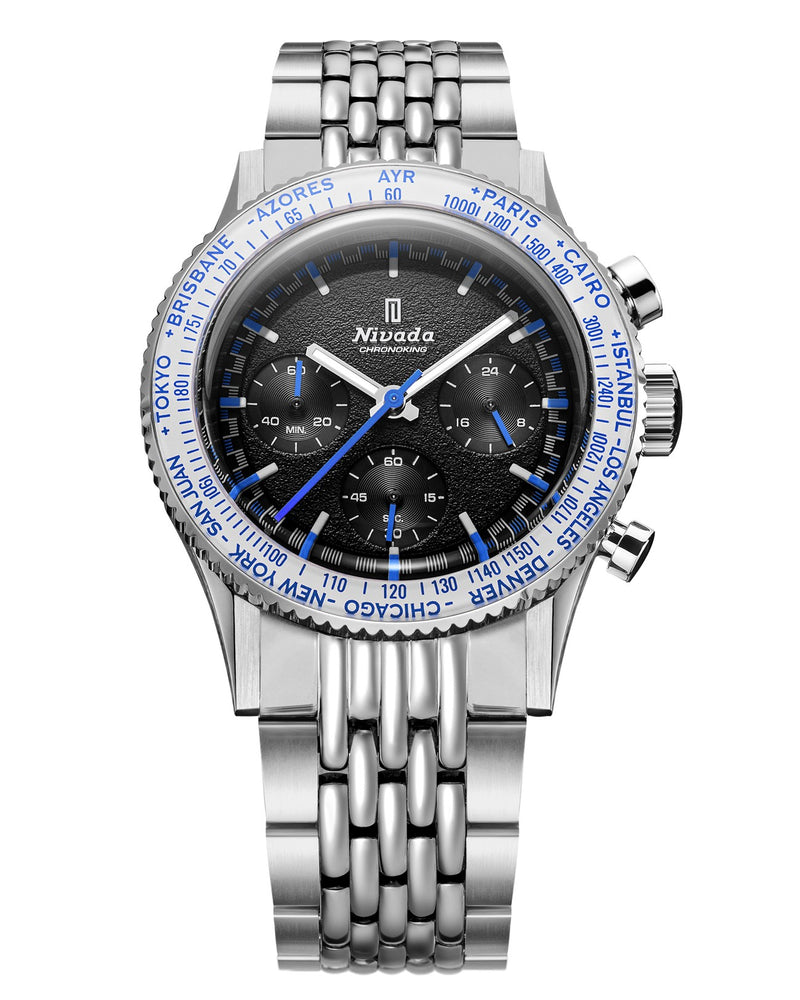 Nivada Grenchen X Wallace Allan Chronoking Mecaquartz 38mm Interchangeable Bezel Limited Edition Watch 87052Q04