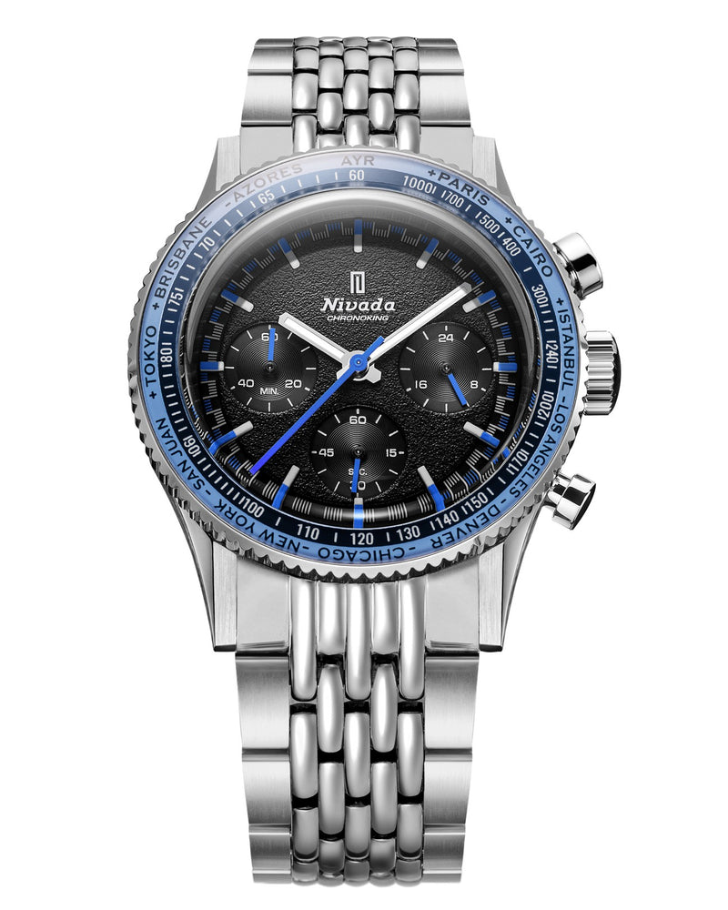 Nivada Grenchen X Wallace Allan Chronoking Mecaquartz 38mm Interchangeable Bezel Limited Edition Watch 87052Q04