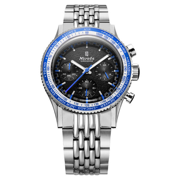 Nivada Grenchen X Wallace Allan Chronoking Mecaquartz 38mm Interchangeable Bezel Limited Edition Watch 87052Q04