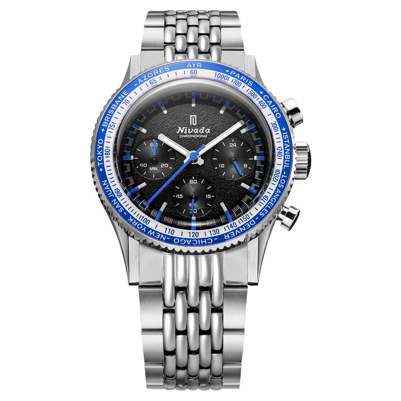 Nivada Grenchen X Wallace Allan Chronoking Mecaquartz 38mm Interchangeable Bezel Limited Edition Watch 87052Q04