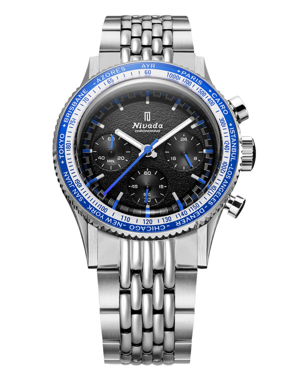 Nivada Grenchen X Wallace Allan Chronoking Mecaquartz 38mm Interchangeable Bezel Limited Edition Watch 87052Q04