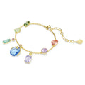 Swarovski Gema bracelet, Mixed cuts, Dangling crystals, Multicoloured, Gold-tone plated