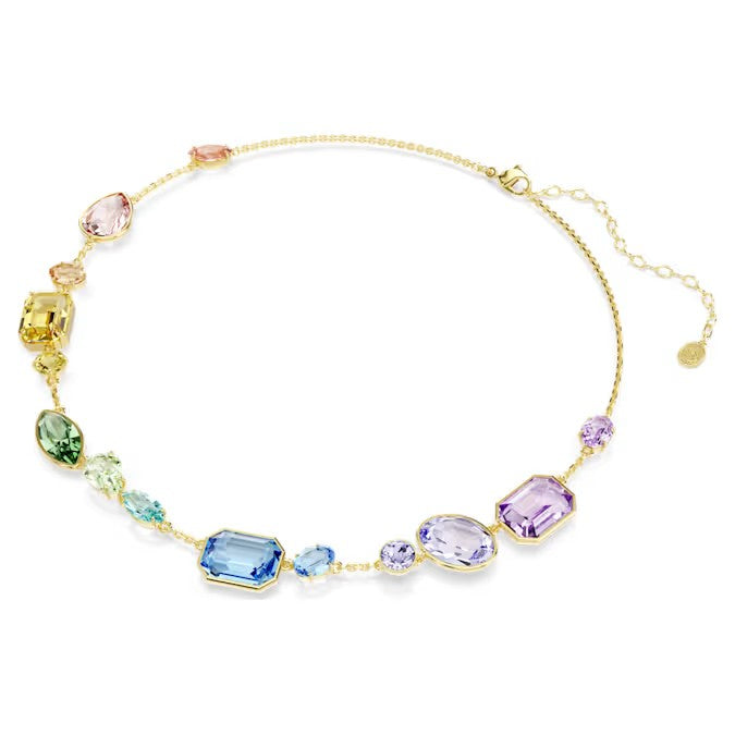 Swarovski Gema necklace, Mixed cuts, Multicoloured, Gold-tone plated