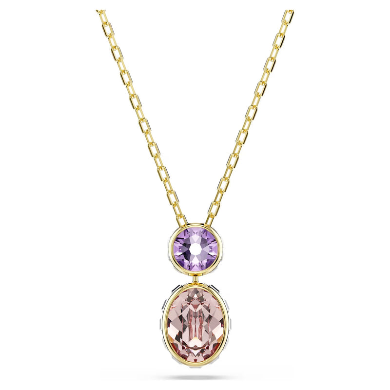 Swarovski Chroma pendant, Mixed cuts, Multicoloured, Gold-tone plated