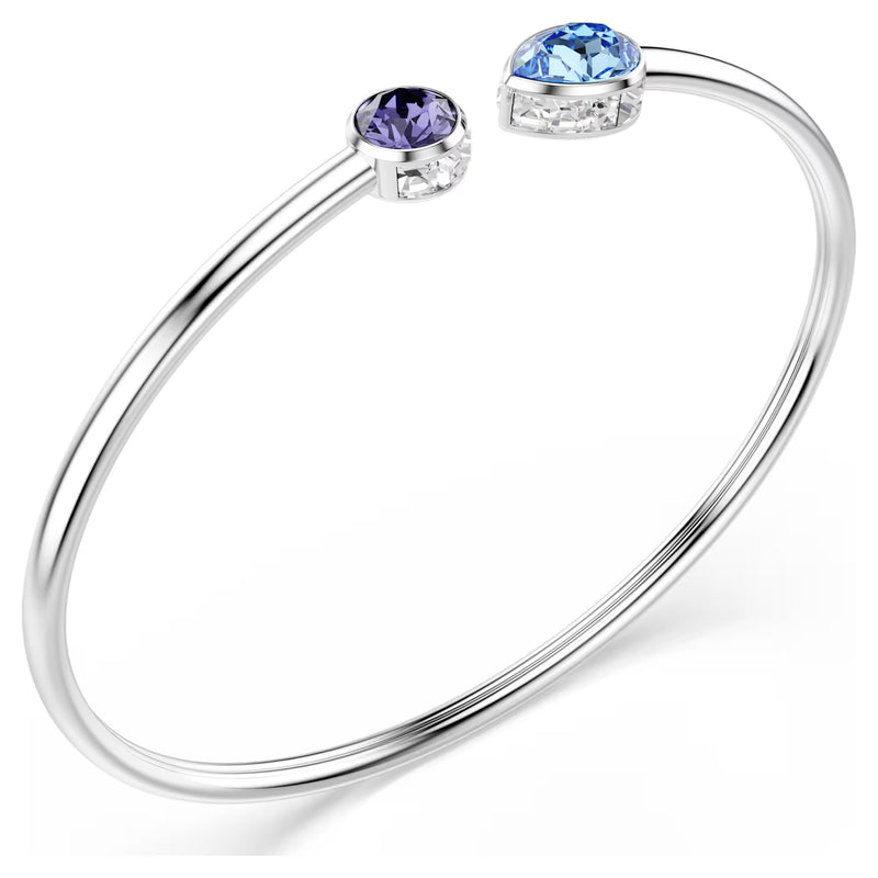 Swarovski Chroma bangle, Mixed cuts, Multicoloured, Rhodium plated