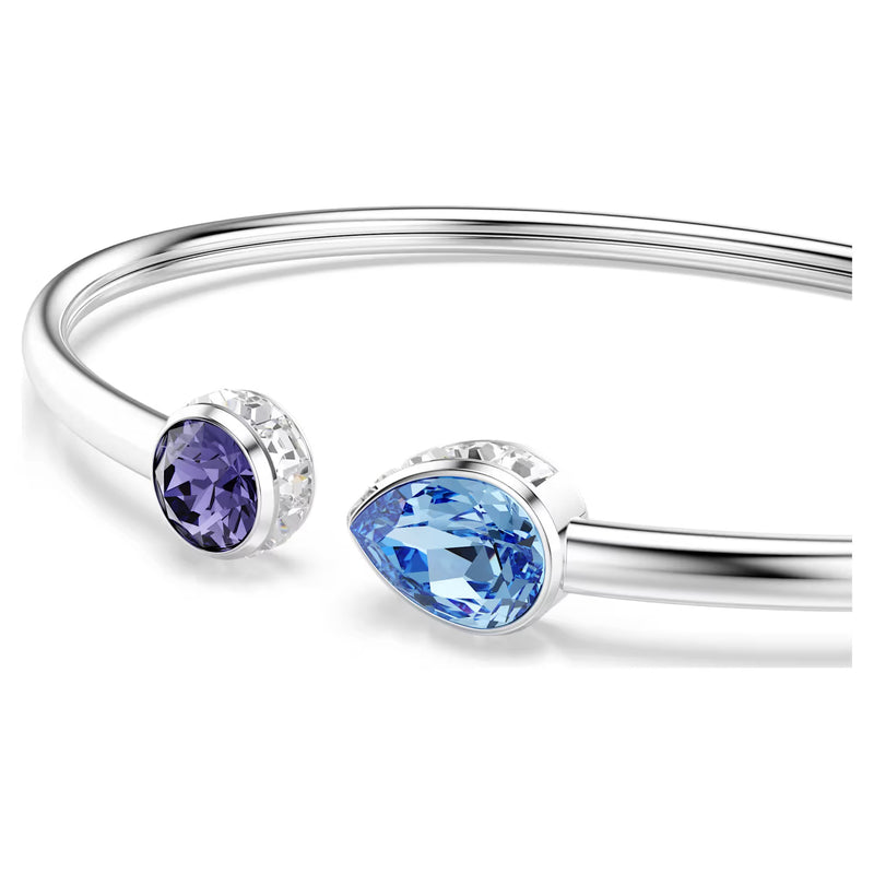 Swarovski Chroma bangle, Mixed cuts, Multicoloured, Rhodium plated