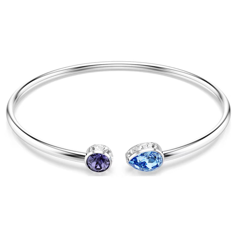 Swarovski Chroma bangle, Mixed cuts, Multicoloured, Rhodium plated