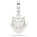 Swarovski Idyllia charm, Mixed cuts, Pearl-coloured coating, Heart, White, Rhodium plated