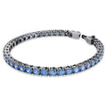 Swarovski Matrix Tennis bracelet, Round cut, Blue, Ruthenium plated