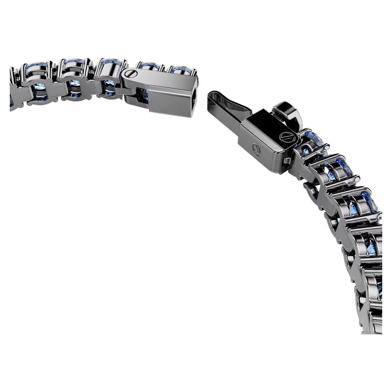 Swarovski Matrix Tennis bracelet, Round cut, Blue, Ruthenium plated