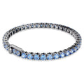 Swarovski Matrix Tennis bracelet, Round cut, Blue, Ruthenium plated