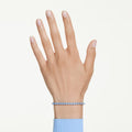 Swarovski Matrix Tennis bracelet, Round cut, Blue, Ruthenium plated