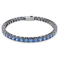 Swarovski Matrix Tennis bracelet, Round cut, Blue, Ruthenium plated