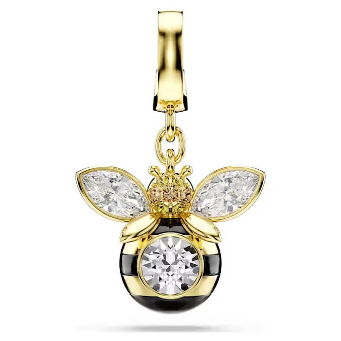 Swarovski Idyllia charm, Mixed cuts, Bee, Multicoloured, Gold-tone plated