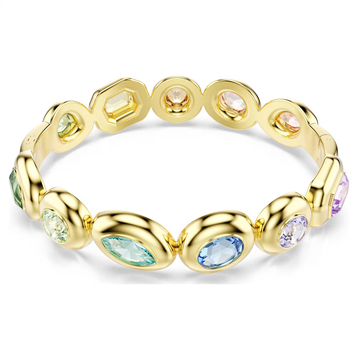 Swarovski Gema bangle, Mixed cuts, Multicoloured, Gold-tone plated