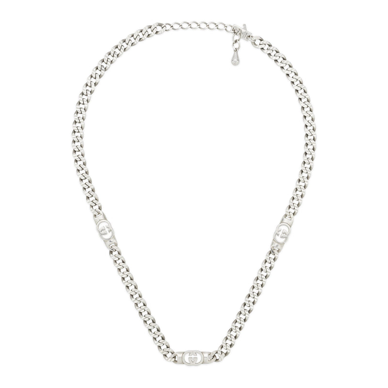Gucci Interlocking Sterling Silver 45-50cm Chain Necklace
