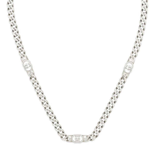 Gucci Interlocking Sterling Silver 45-50cm Chain Necklace