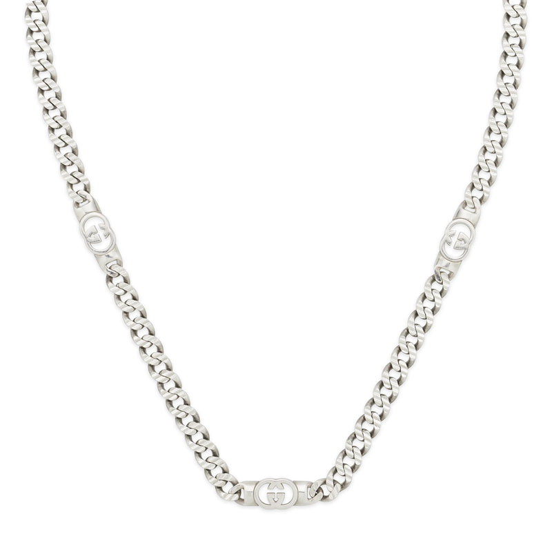 Gucci Interlocking Sterling Silver 45-50cm Chain Necklace