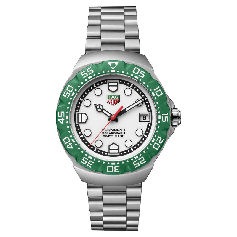 Tag Heuer Formula 1 Solargraph Green, 38mm Steel Watch WBY111E.BA0042