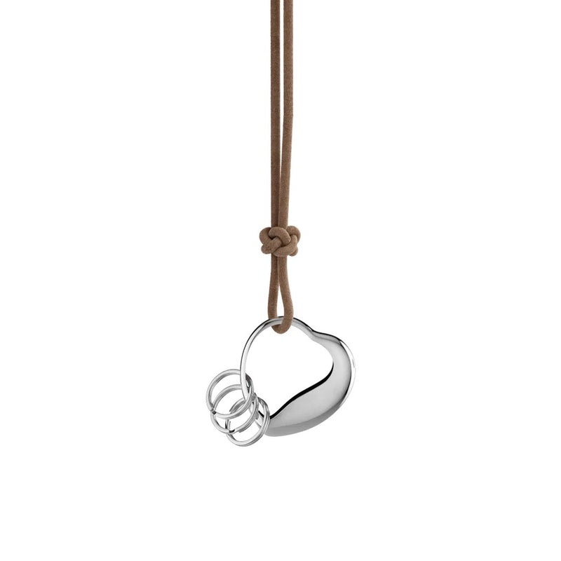 Georg Jensen Open Heart Keyring with Leather