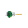 Emerald and Diamond 3 stone, Platinum and 18ct Yellow Gold Ring
