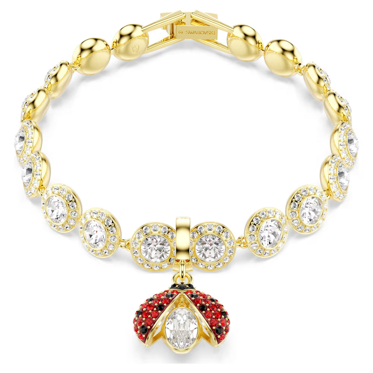 Swarovski Idyllia Charm, Mixed Cuts, Ladybird, Red, 18k gold finish