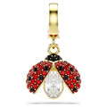 Swarovski Idyllia Charm, Mixed Cuts, Ladybird, Red, 18k gold finish