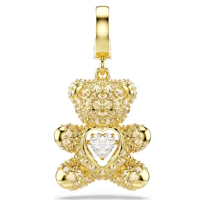 Swarovski Idyllia charm, Mixed cuts, Teddy, 18k gold finish