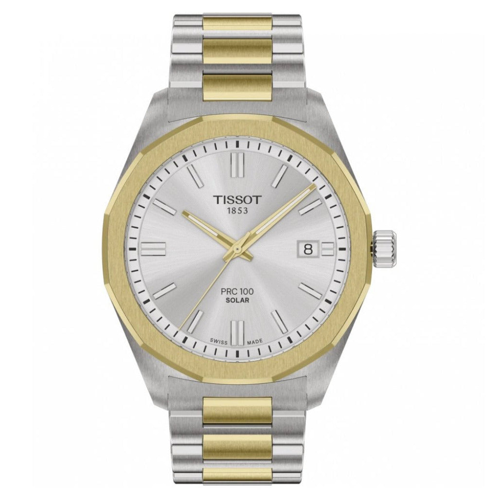 Tissot PRC 100 Solar 39mm Two Tone Watch T1514222203100
