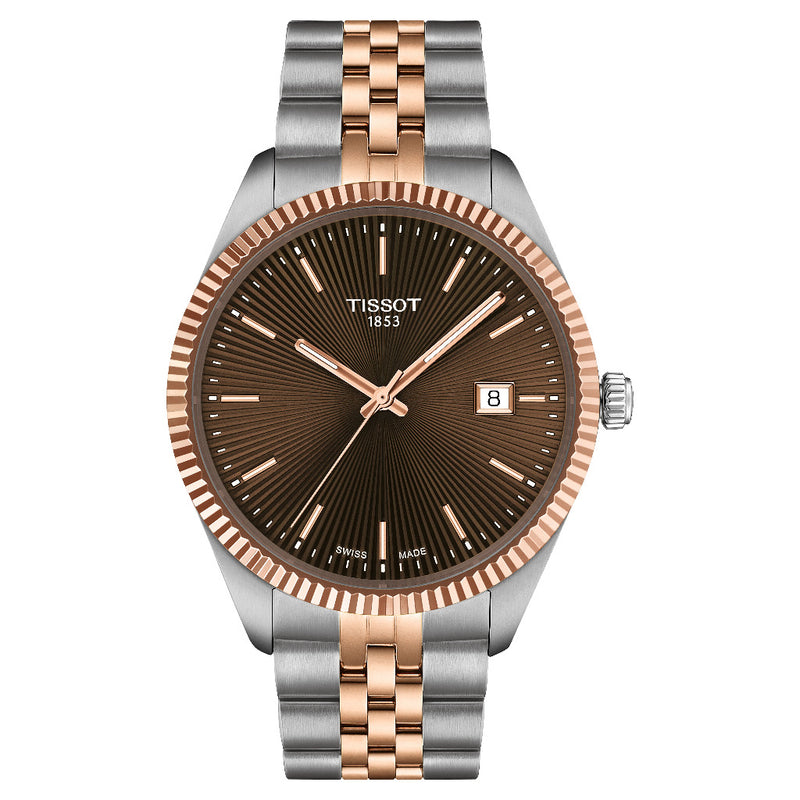 Tissot Ballade Chocolate Dial Two Tone 40mm Watch T1564102229101