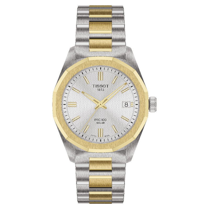 Tissot PRC 100 Solar 34mm Two Tone Watch T1518222203100