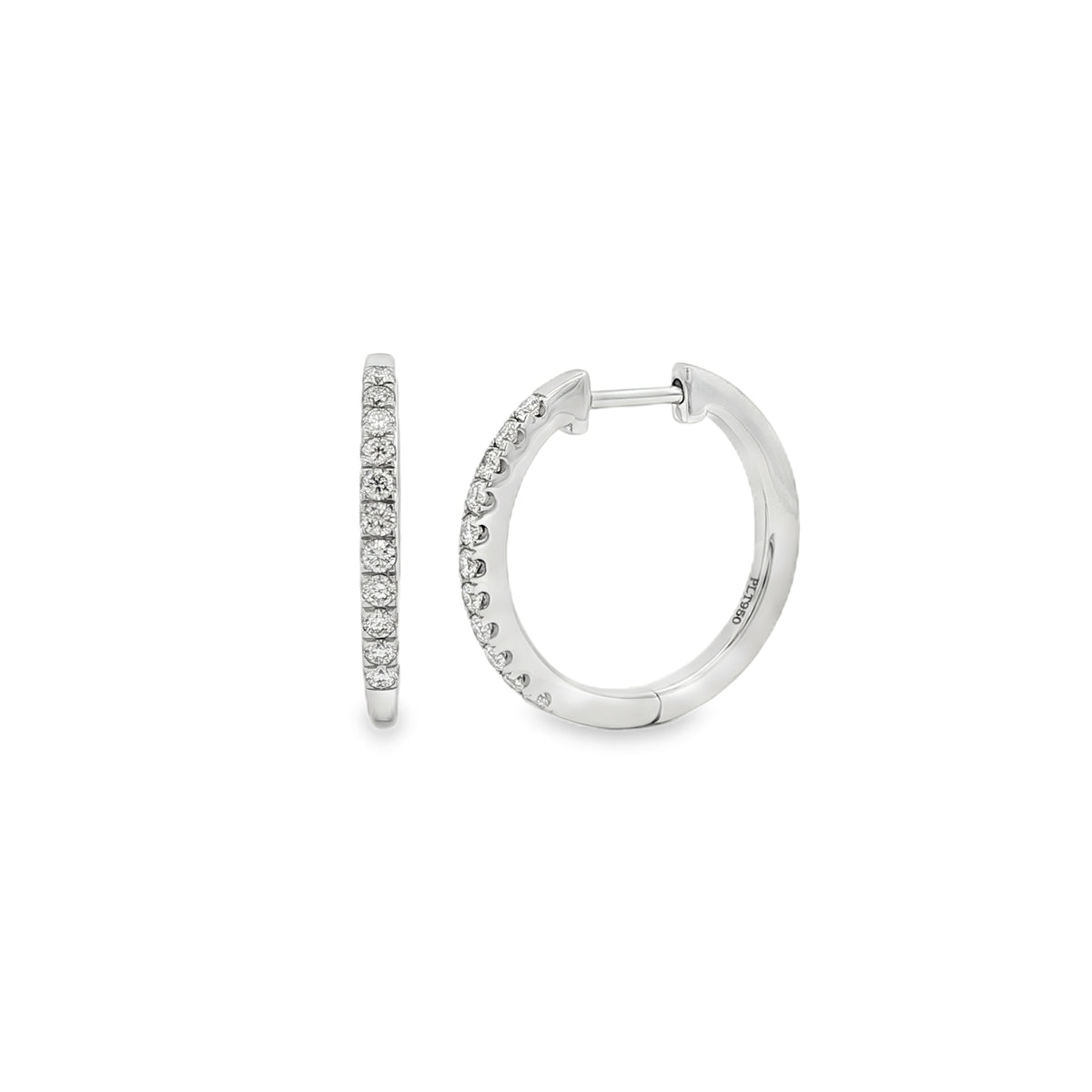 Diamond 19mm 0.35ct, Platinum Hoop Earrings