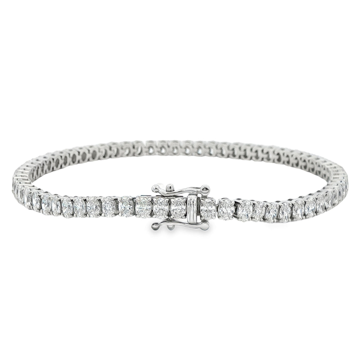 Diamond Oval Tennis 7.00ct, Platinum Bracelet