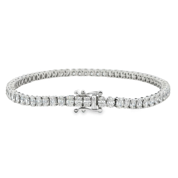 Diamond Oval Tennis 7.00ct, Platinum Bracelet
