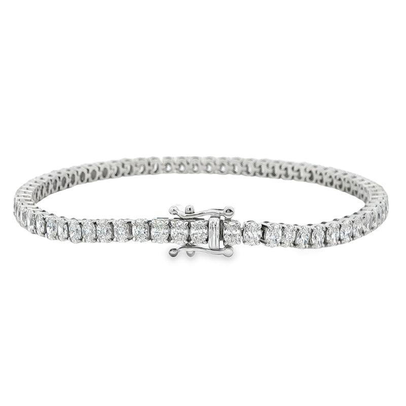 Diamond Oval Tennis 7.00ct, Platinum Bracelet