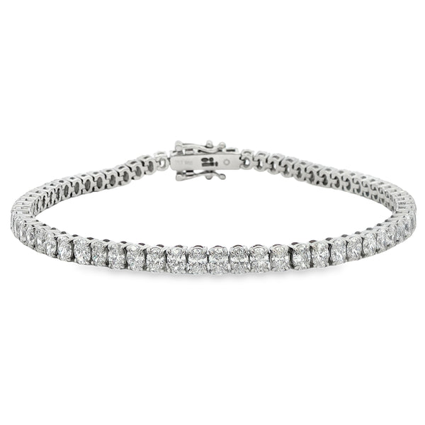 Diamond Oval Tennis 7.00ct, Platinum Bracelet