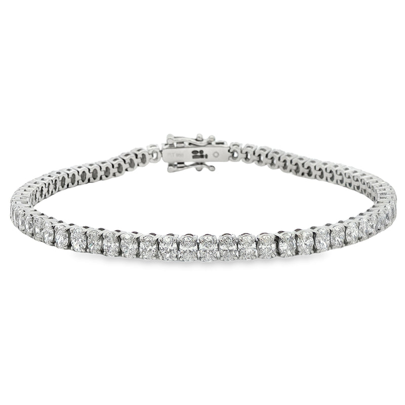 Diamond Oval Tennis 7.00ct, Platinum Bracelet