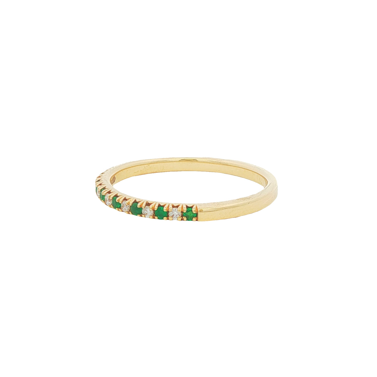 Emerald and Diamond 0.15ct, 18ct Yellow Gold Eternity Ring