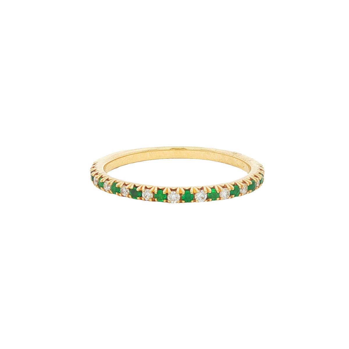 Emerald and Diamond 0.15ct, 18ct Yellow Gold Eternity Ring