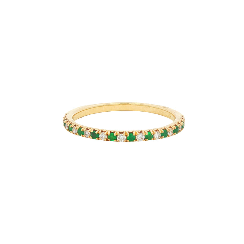 Emerald and Diamond 0.15ct, 18ct Yellow Gold Eternity Ring