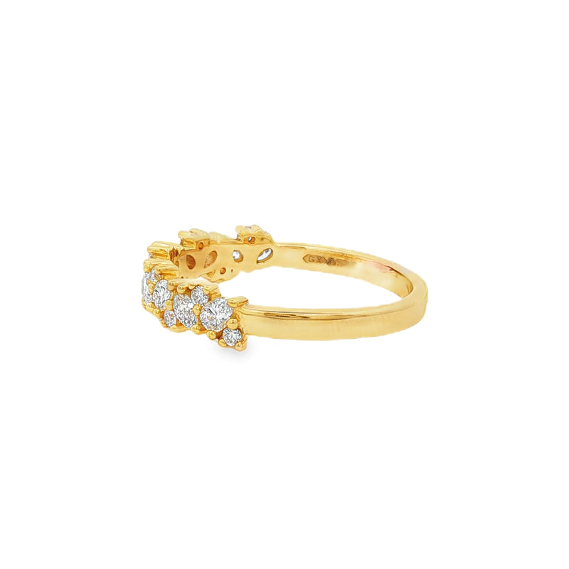 Diamond Pear and Round Brilliant 0.65ct, 18ct Yellow Gold Ring
